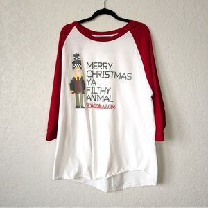 Home Alone‎ White & Red Filthy Animal Christmas Shirt Size XXL